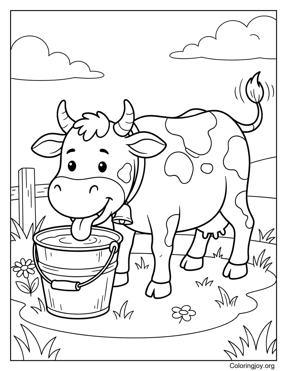 Cow Drinking Milk