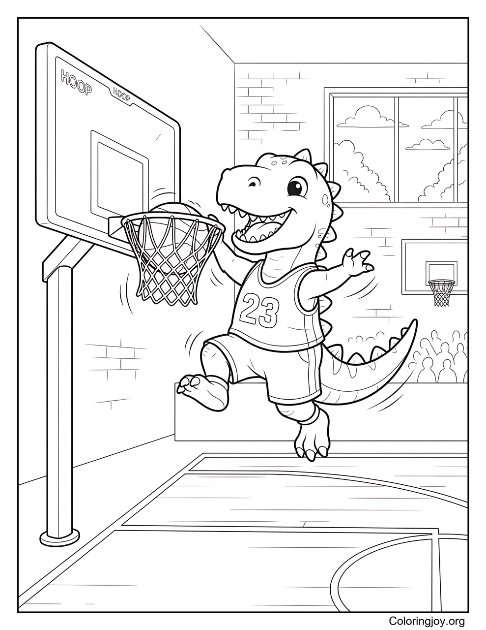 Dinosaur Playing Basketball