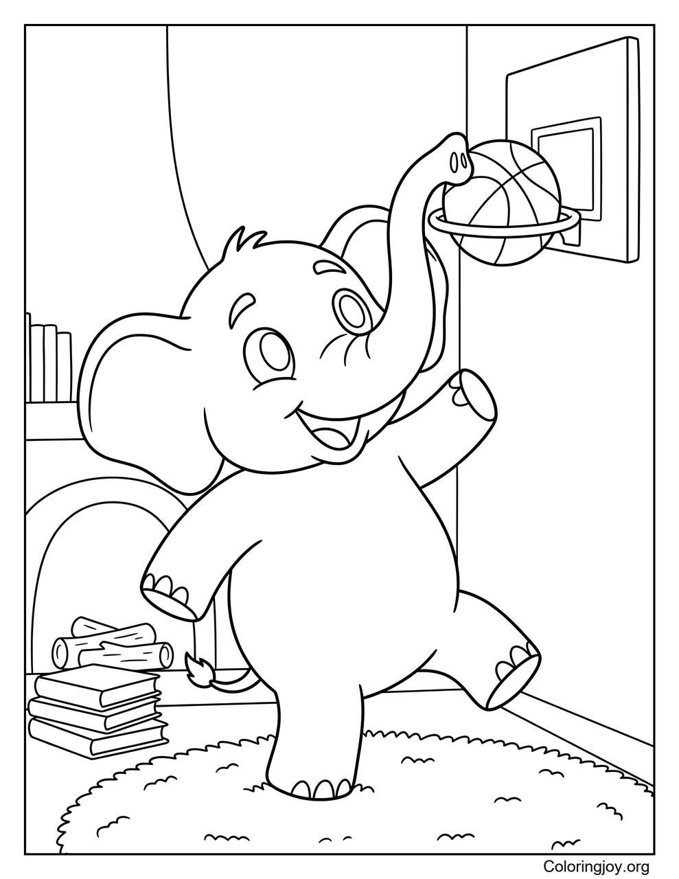 Elephant Playing Basketball