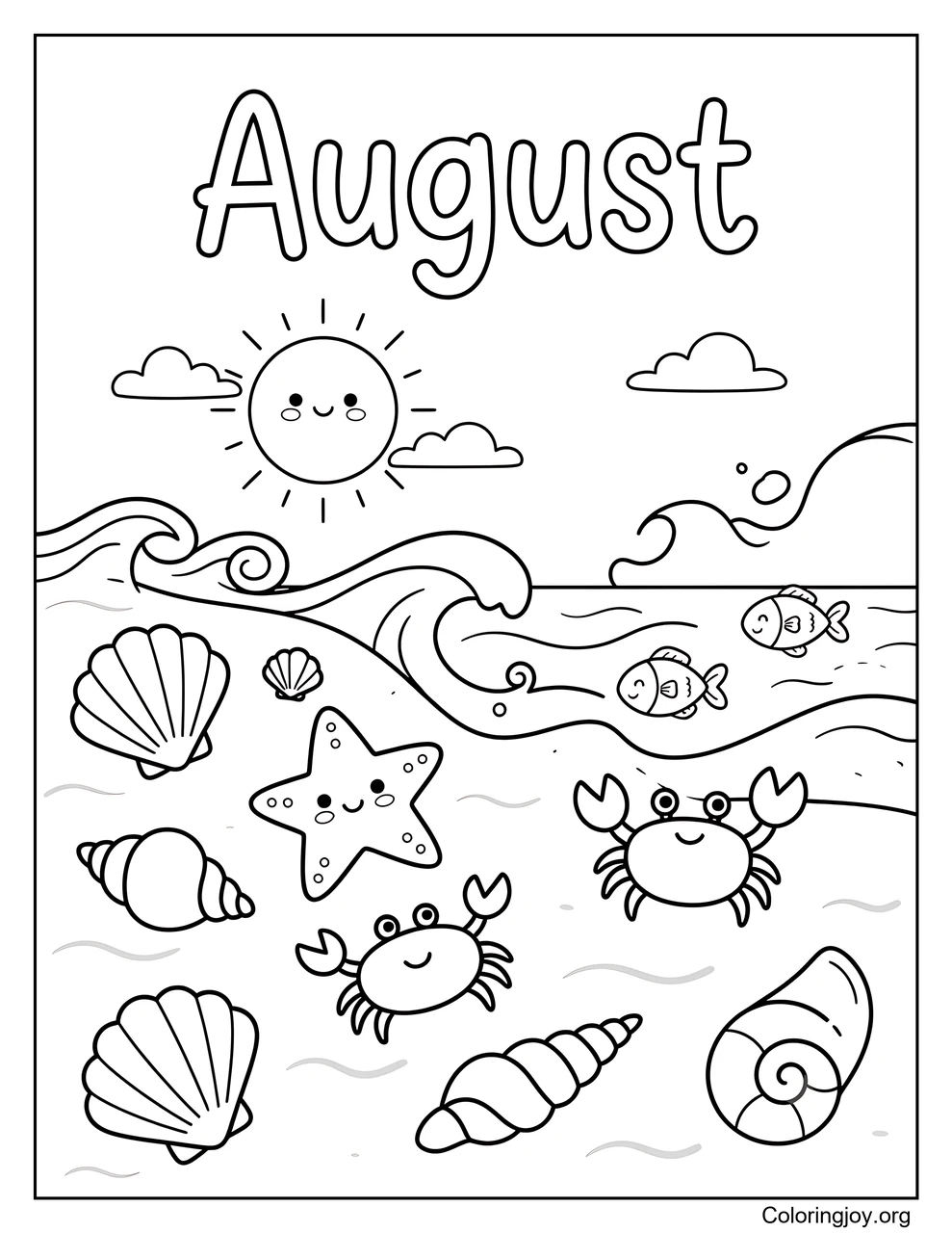 Dibujo para colorear de agosto