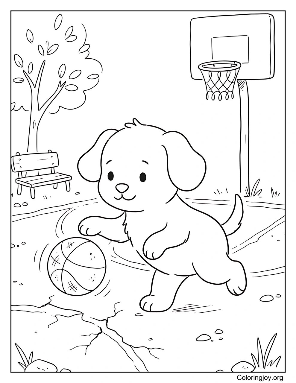 Cachorro jugando baloncesto