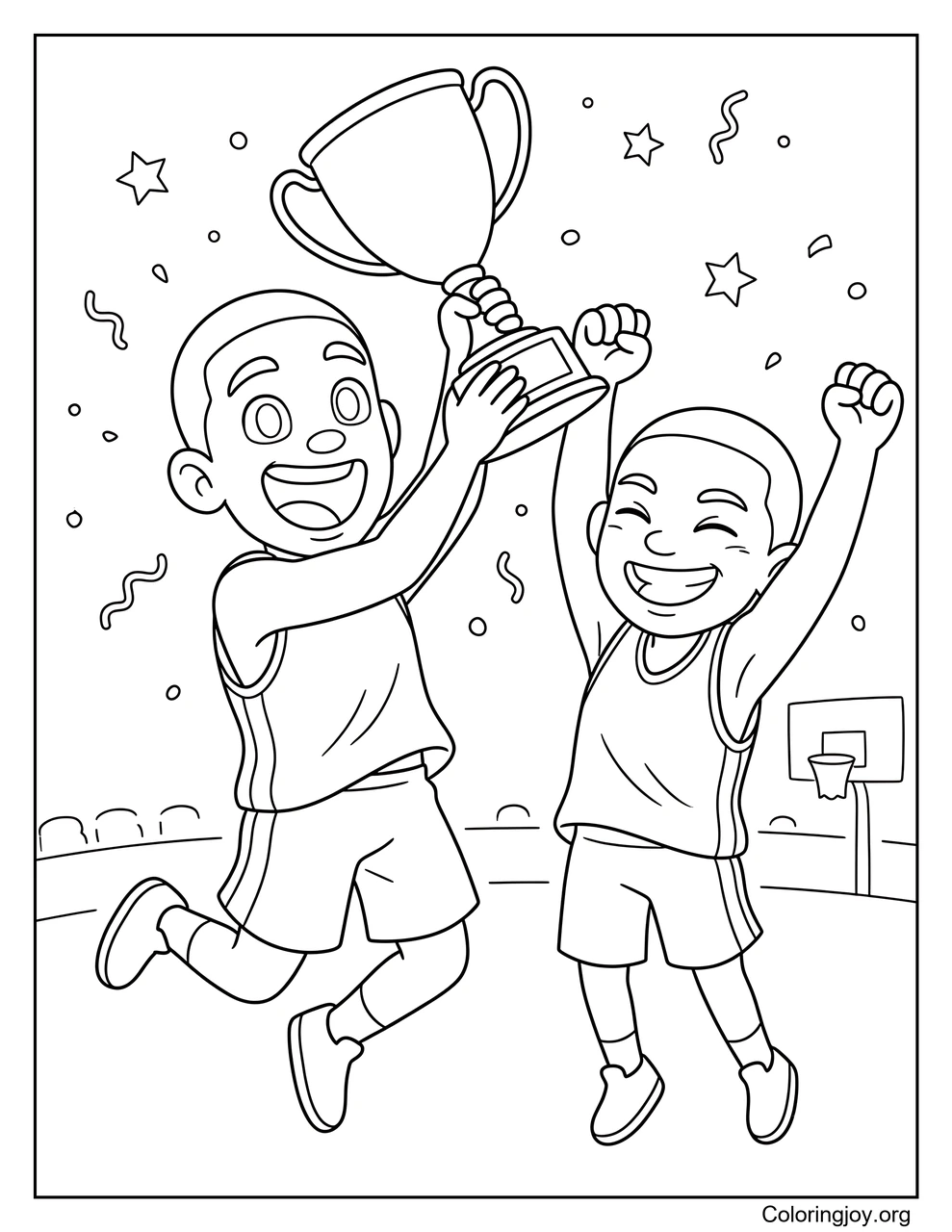 Celebración de la victoria del baloncesto