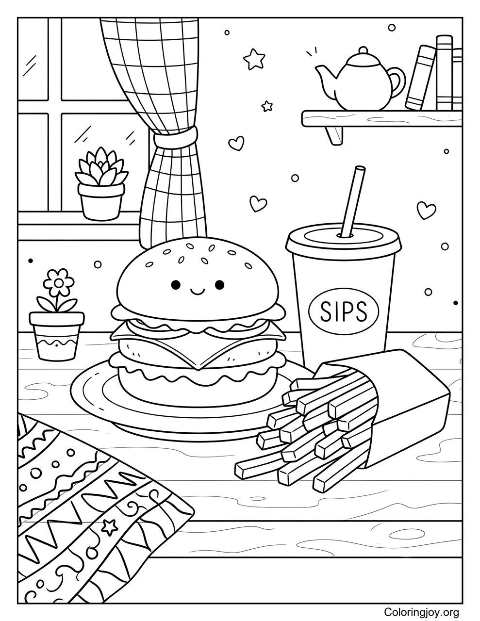 Comida de hamburguesa y papas fritas