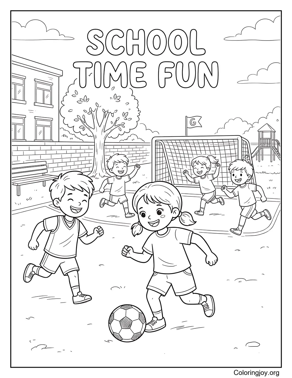 Diversión de fútbol en el recreo