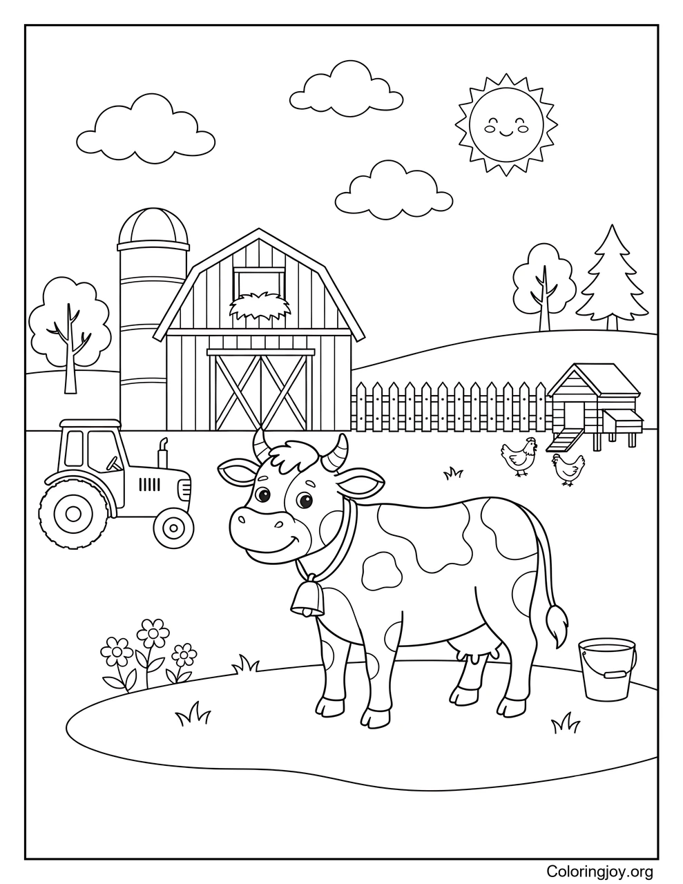 Vaca de escena de granja