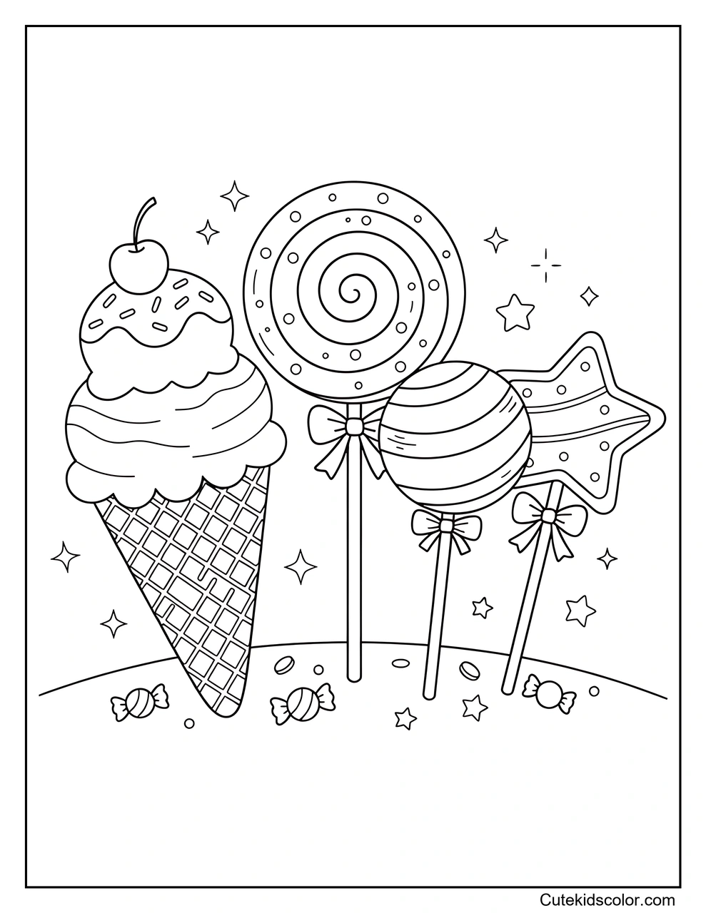 Delicias de helado y piruletas
