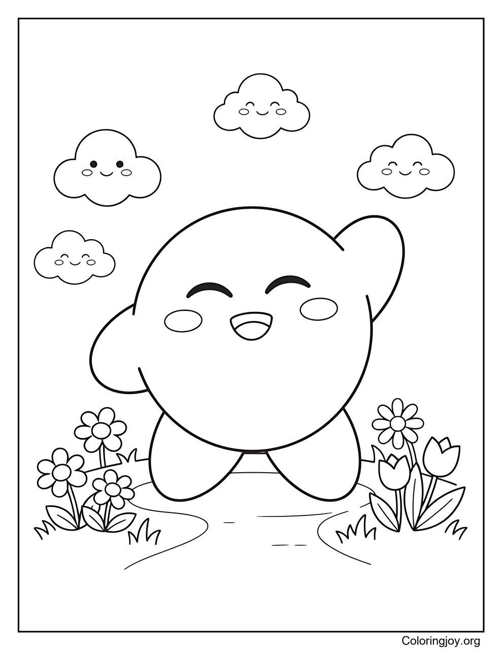 Kirby feliz saludando
