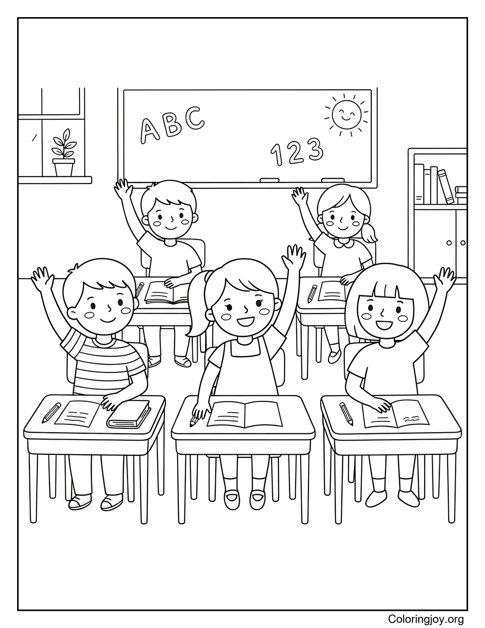Manos arriba en el aula