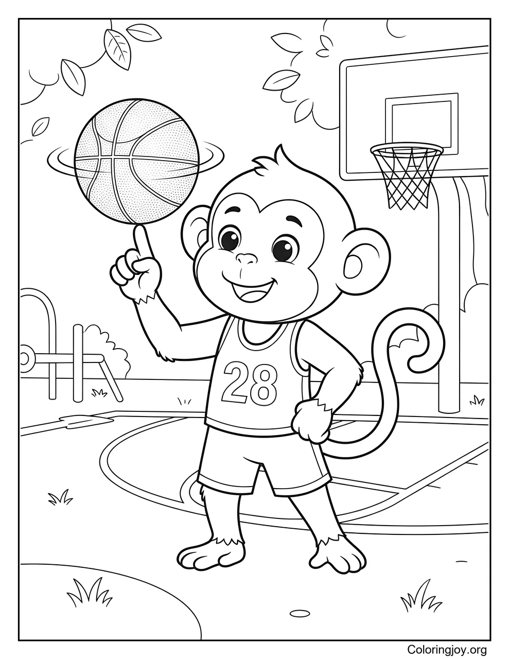 Mono jugando baloncesto