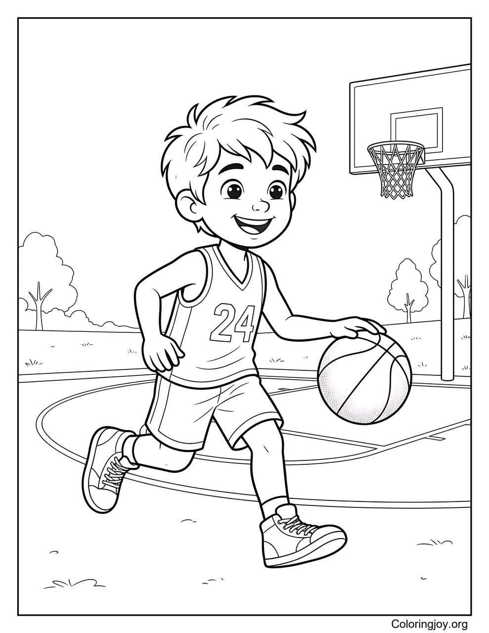niño jugando baloncesto