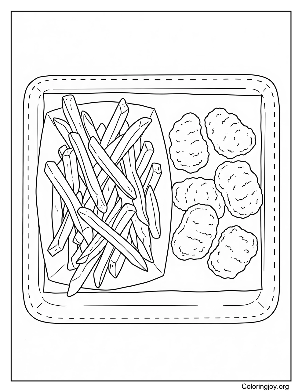 Papas fritas y nuggets de pollo