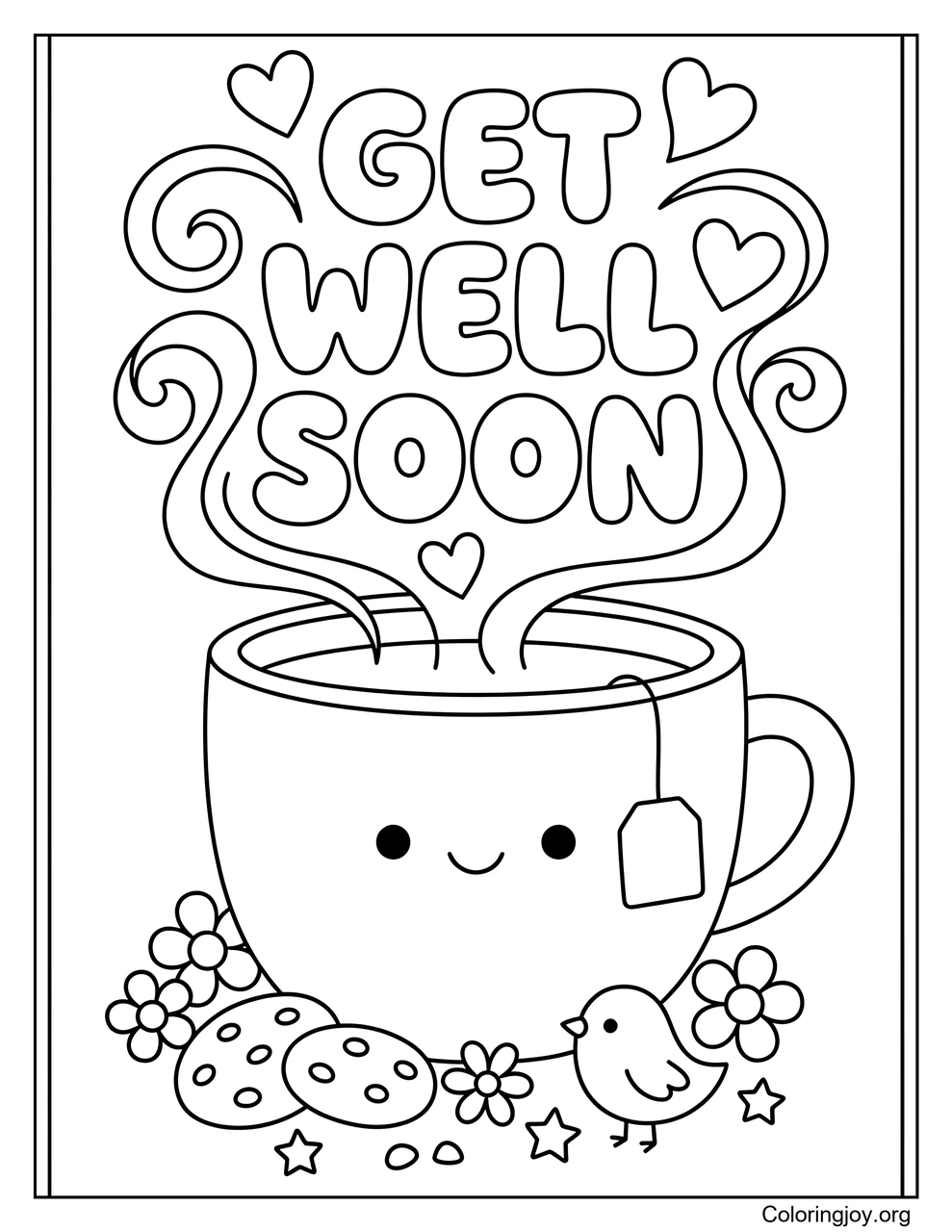 Taza de Té Caliente con Corazones