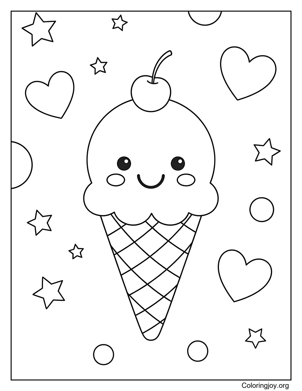 Un cono de helado estilo kawaii