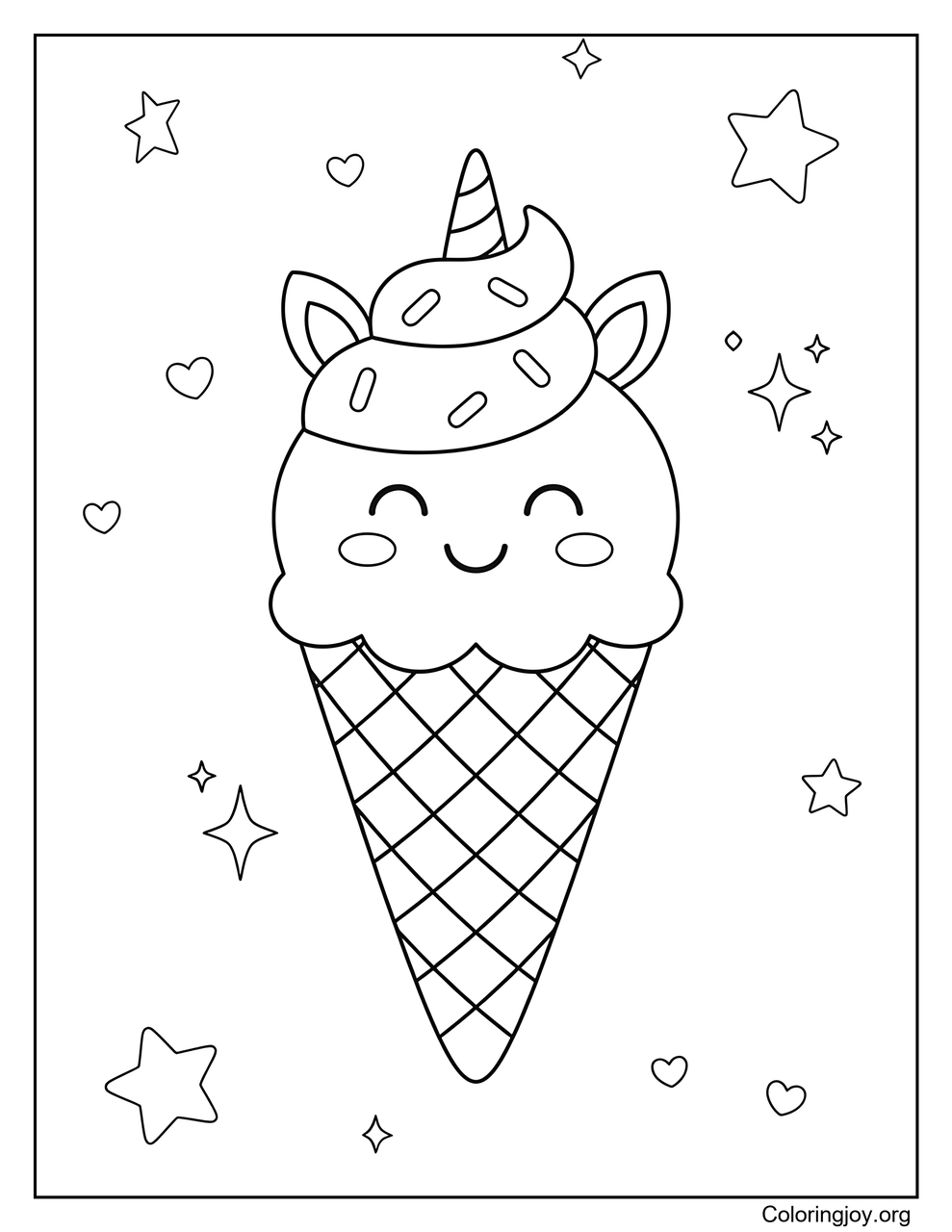 Un cono de helado mágico con temática de unicornio