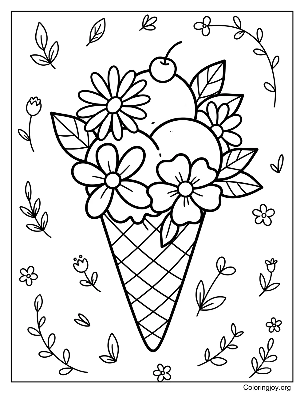 Un cono decorado con flores