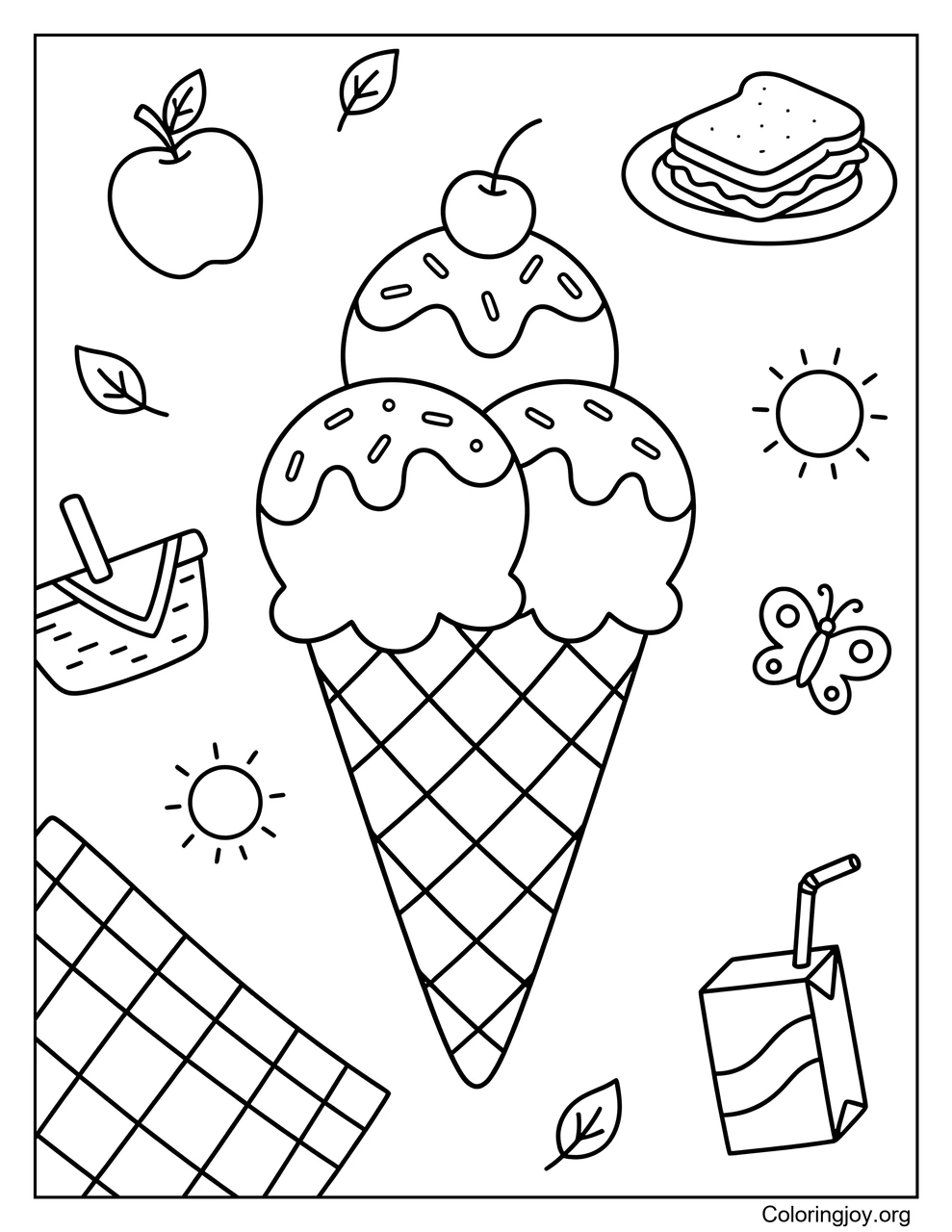 Una escena de picnic con helado