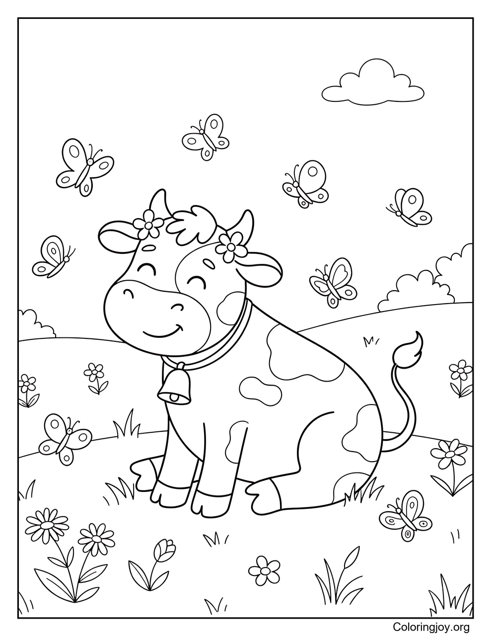 Vaca con mariposas