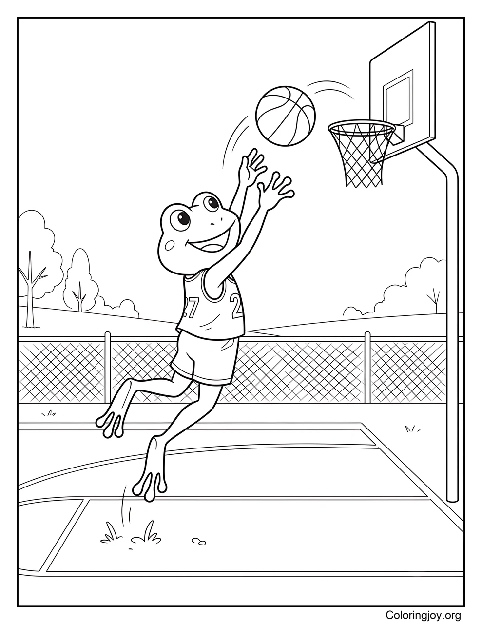 Frog Playing Basketball