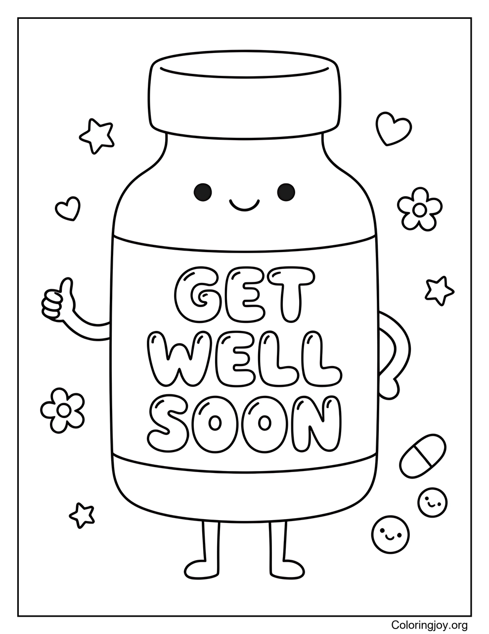 Happy Medicine Bottle Character