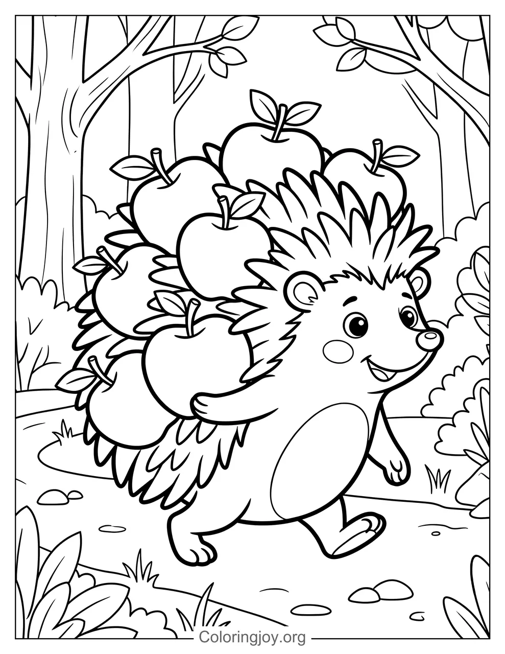 Hedgehog Carrying Apples