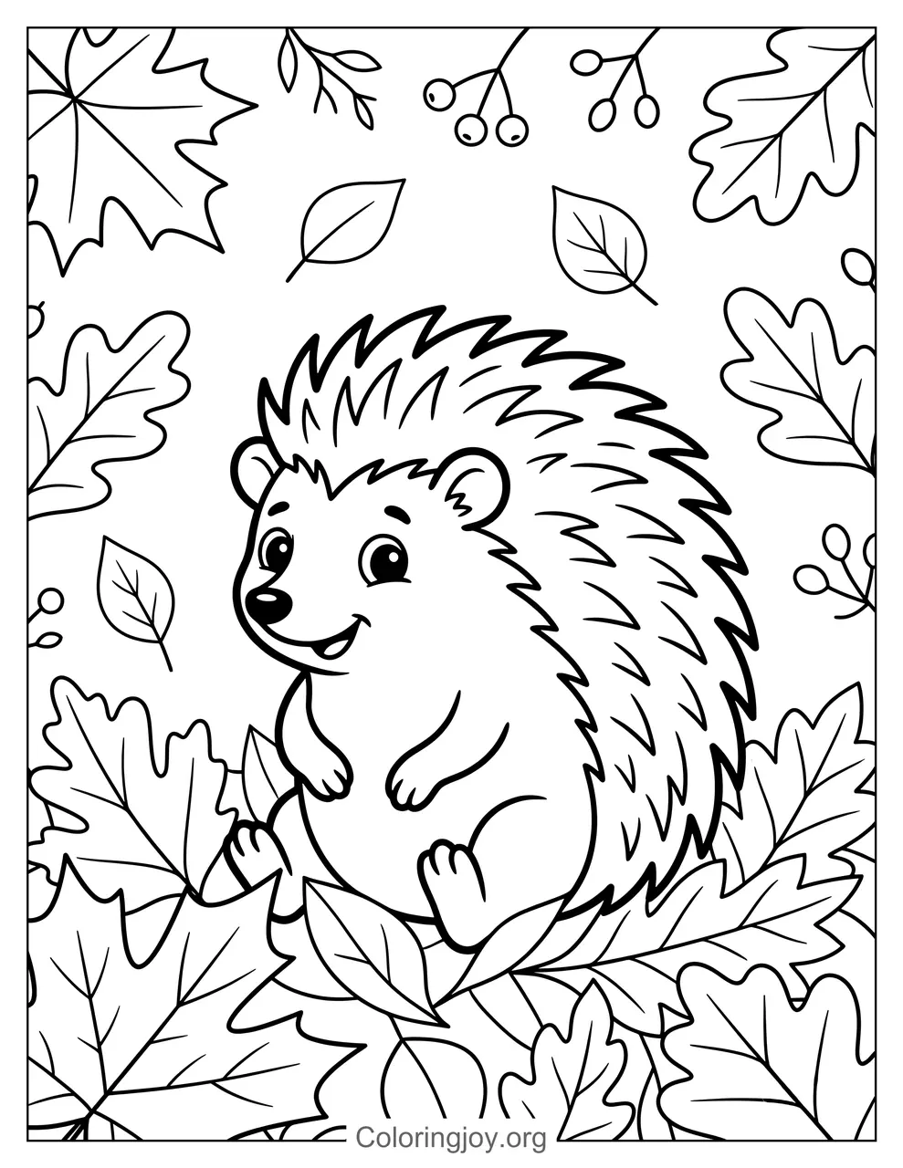 Hedgehog in Autumn Leaves