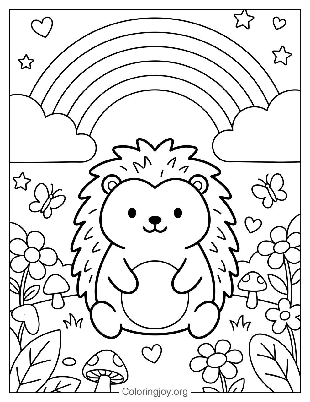 Hedgehog Under a Rainbow