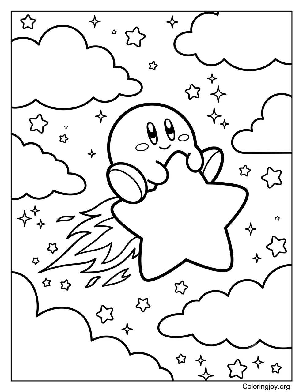 Riding a Warp Star Kirby