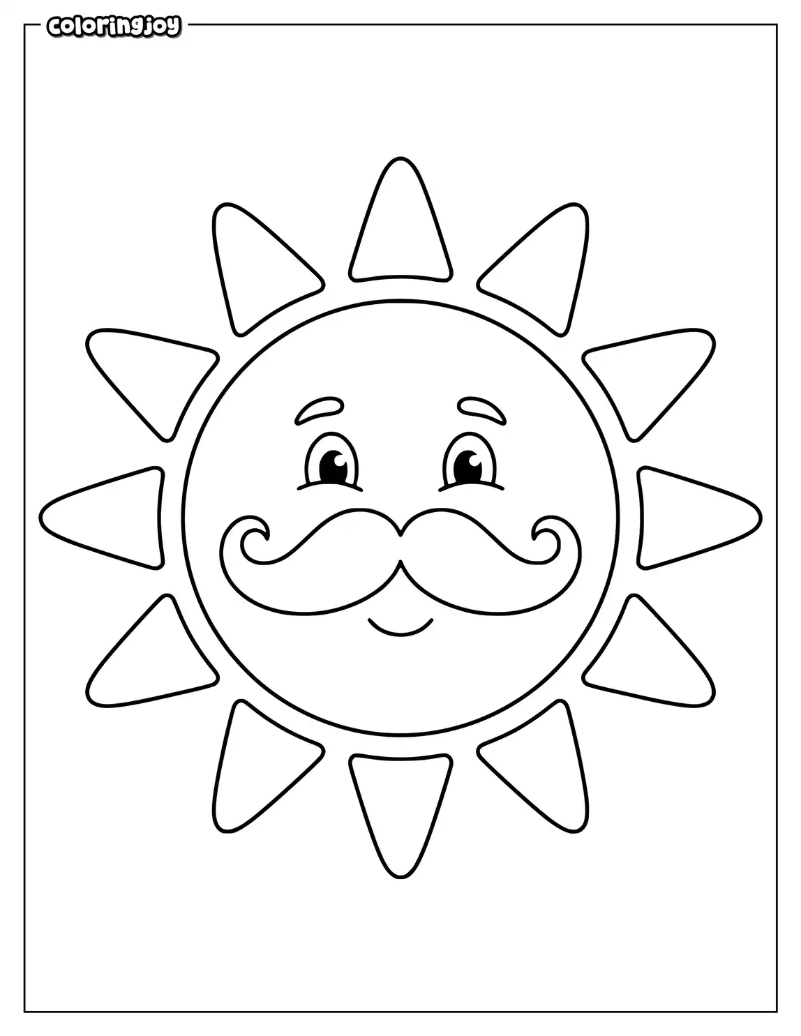 Funny sun with a curled mustache.