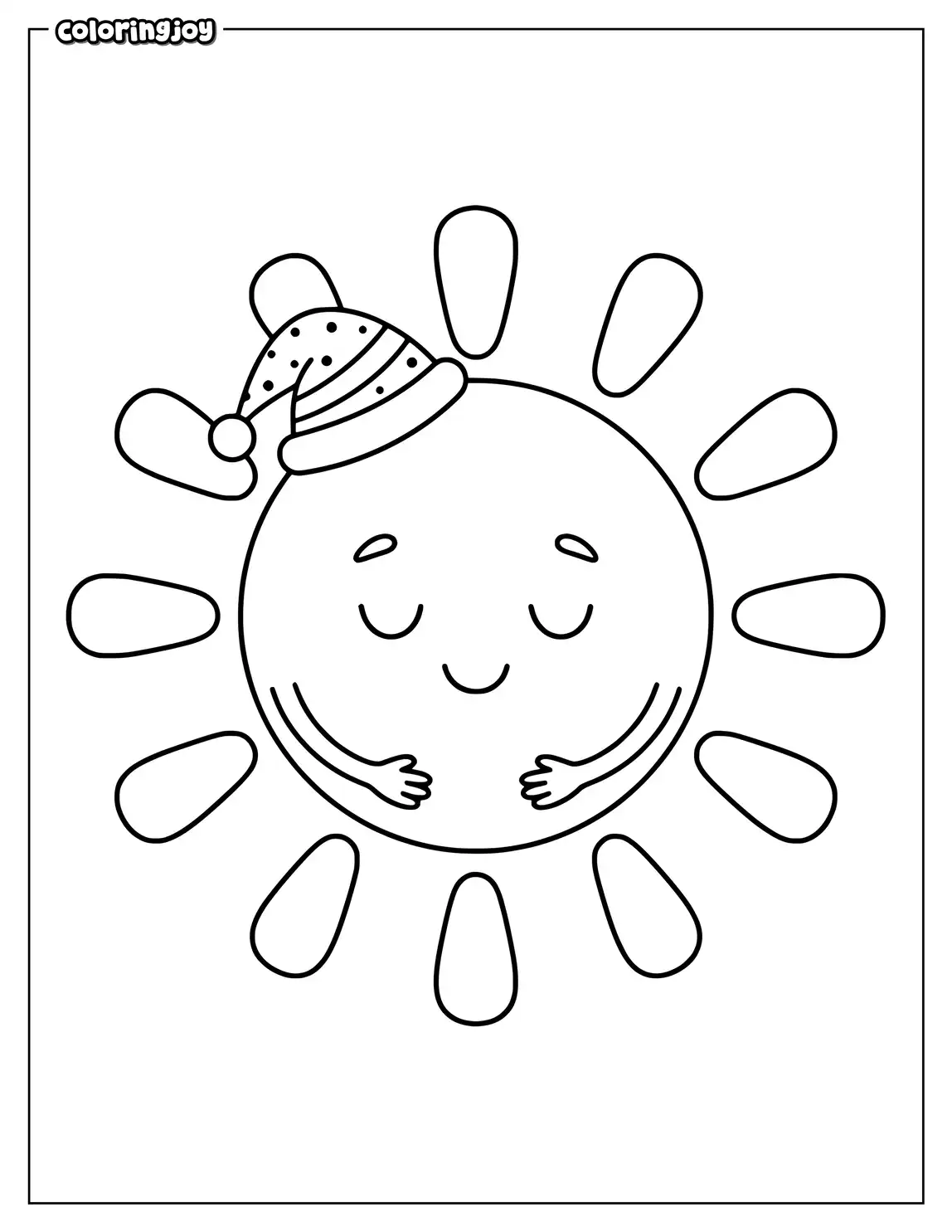 Sleepy sun wearing a tiny nightcap.