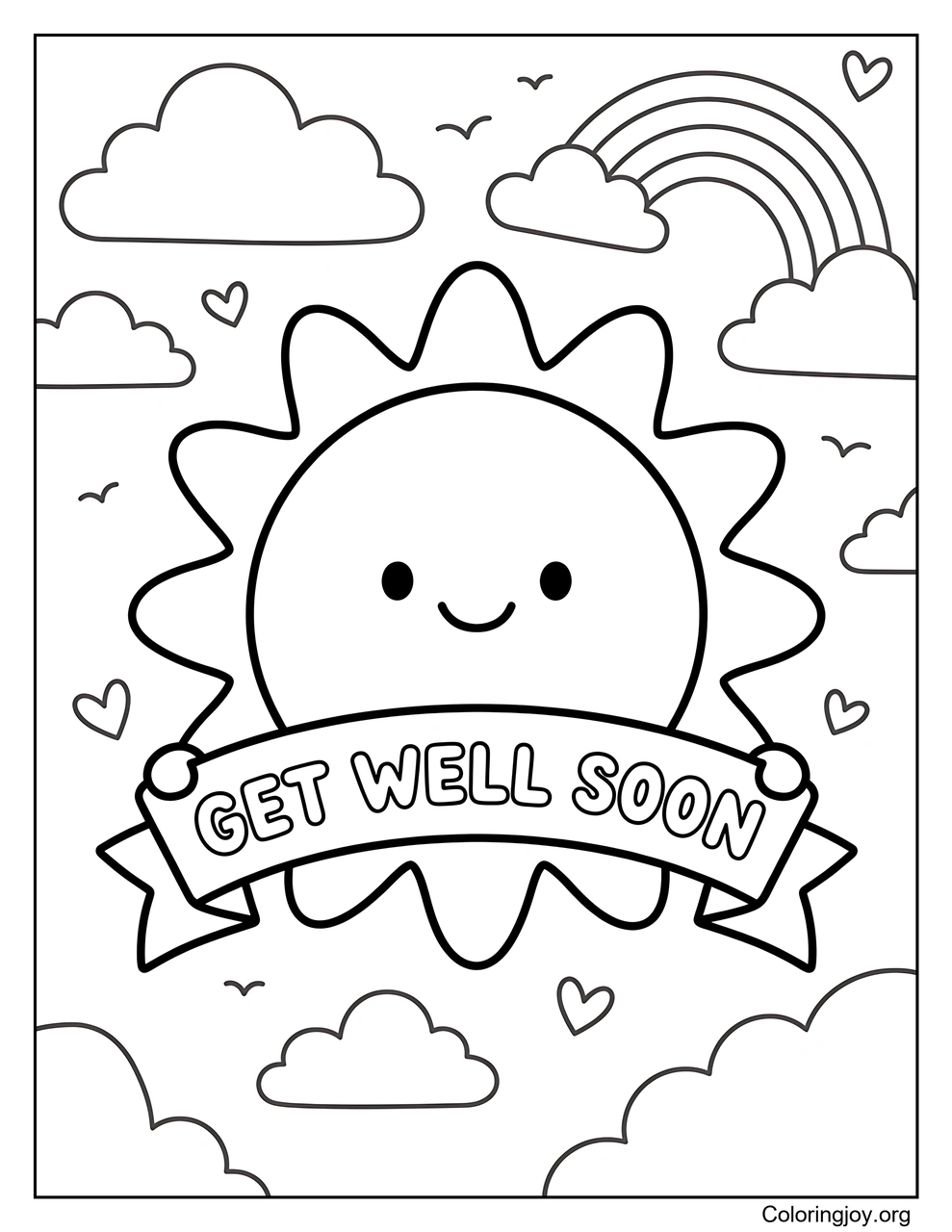 Smiling Sun with Get Well Soon Message