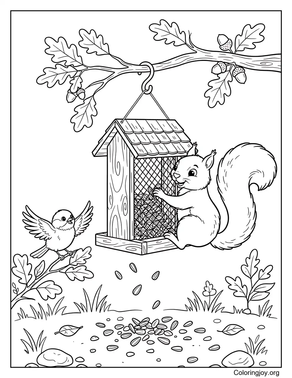 Raiding a Bird Feeder with a Squirrel