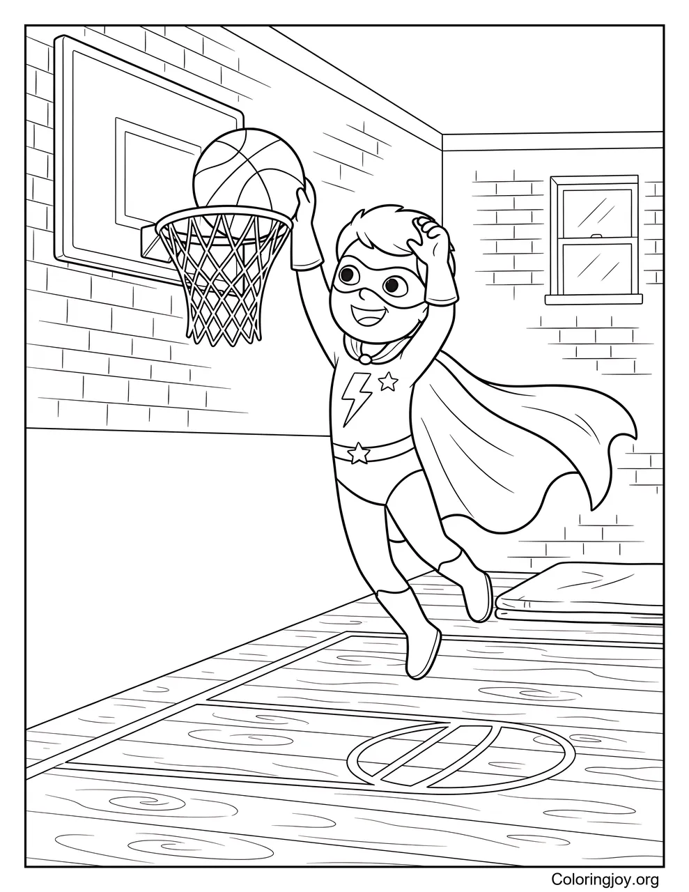 Superhero Playing Basketball