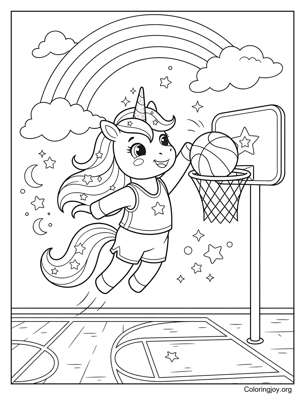 Unicorn Playing Basketball