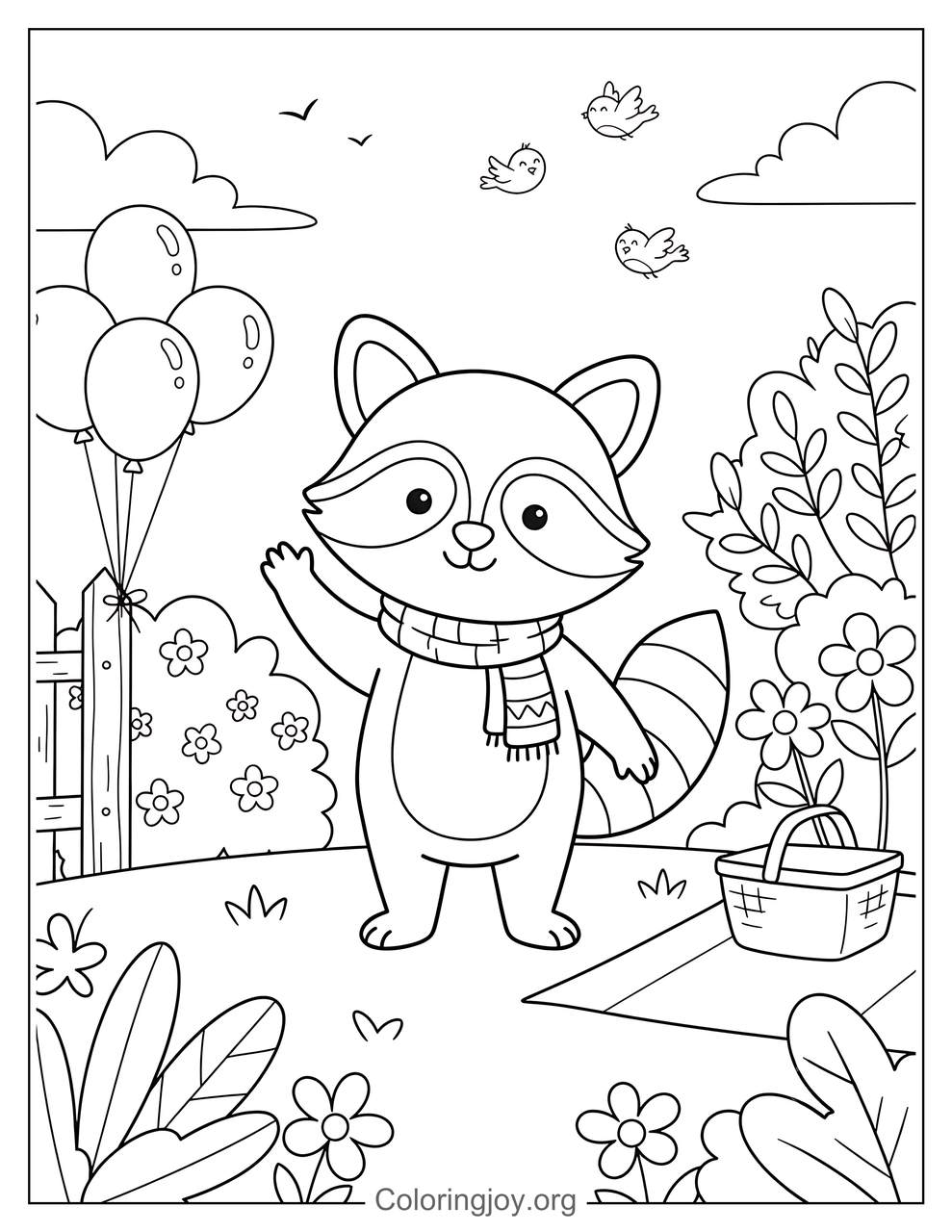 Cartoon Raccoon Coloring Page