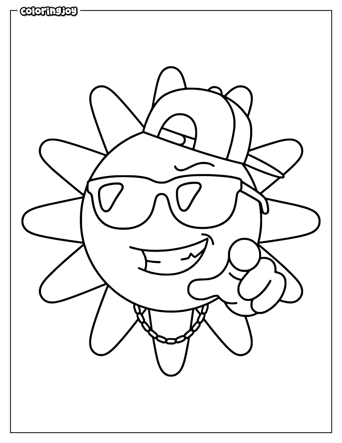 Gangster sun wearing shades and tilted cap.