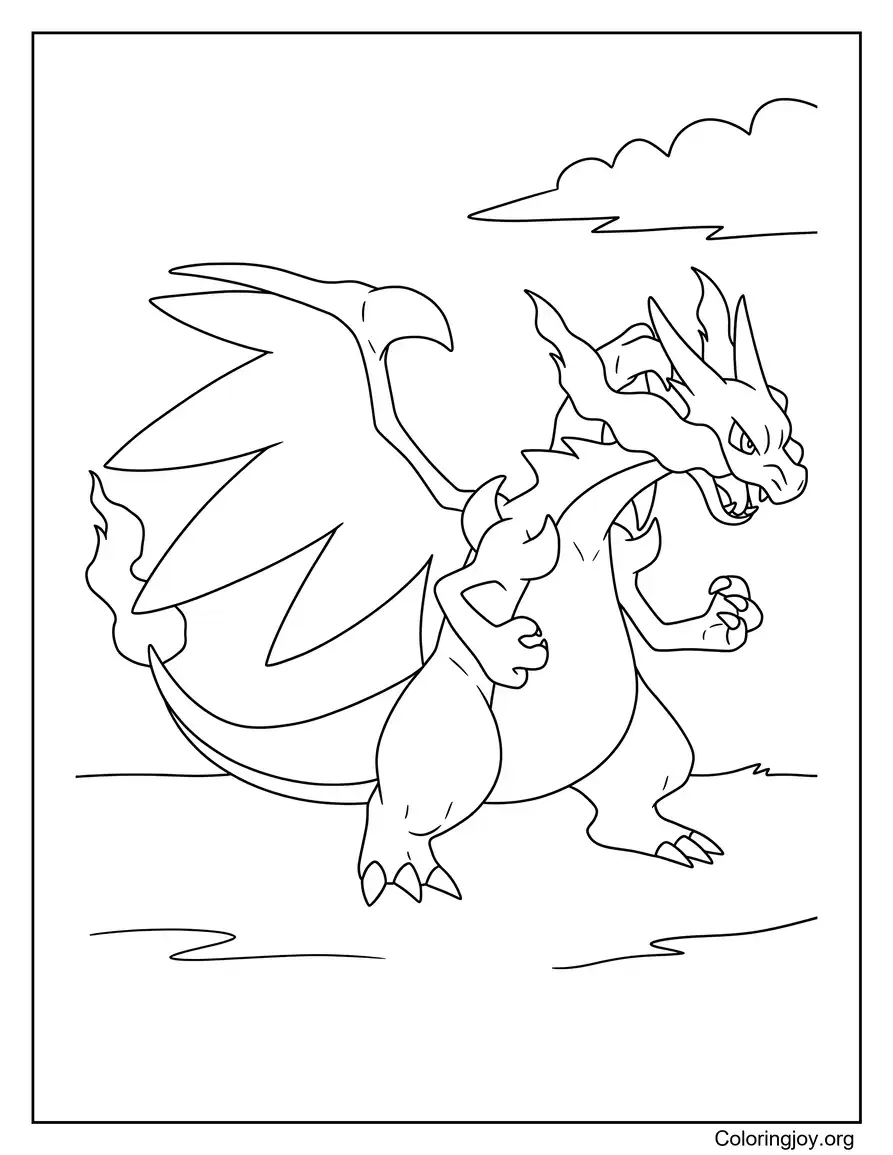 Mega Evolution Charizard Coloring Page
