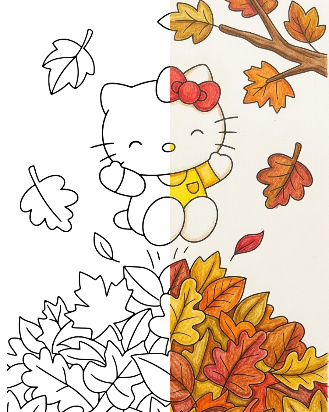 Hello Kitty Fall Coloring Pages