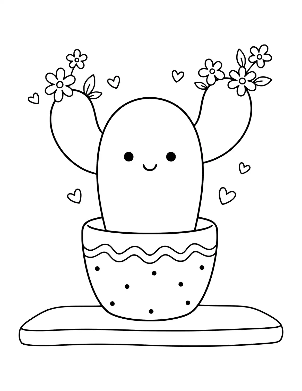 Adorable cactus growing from a cute flower pot.