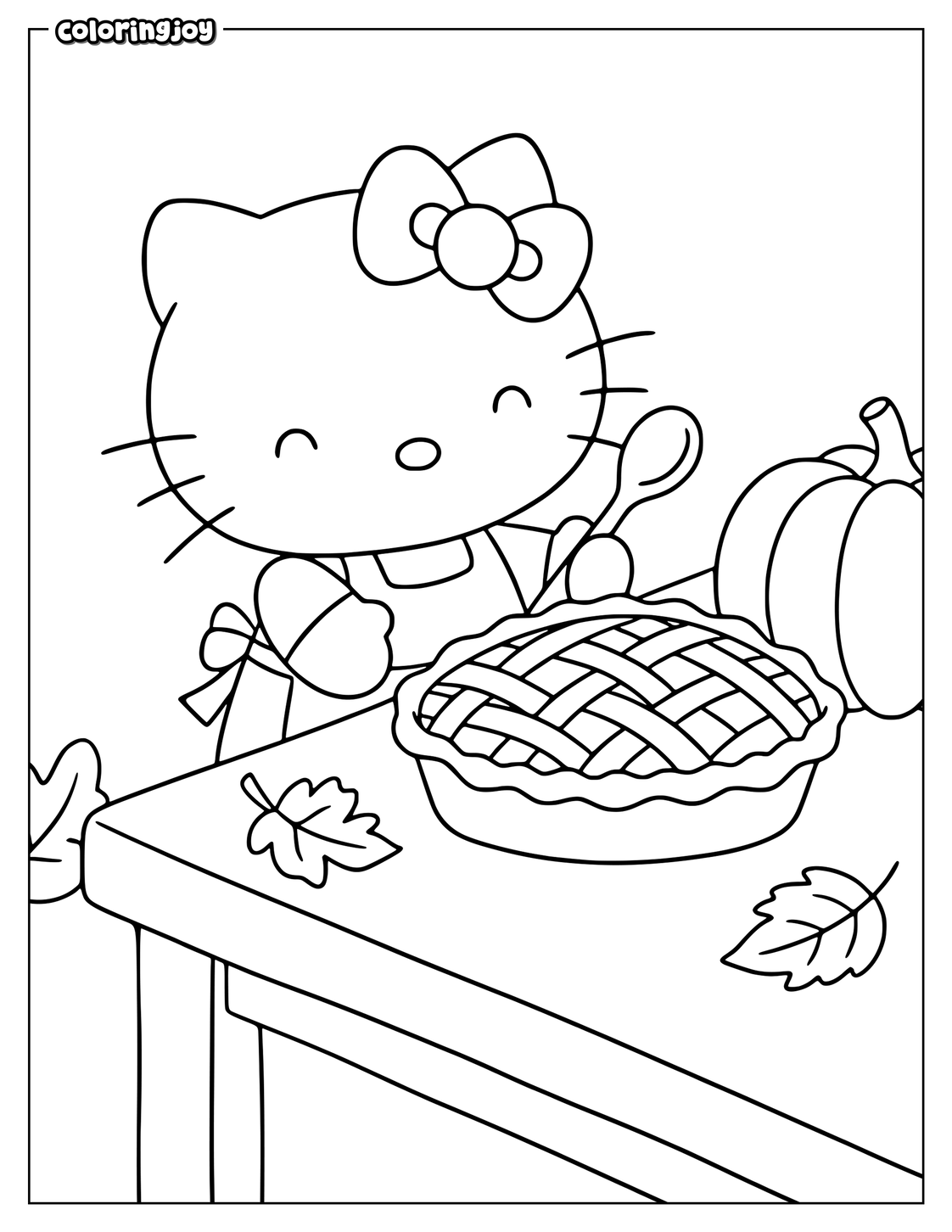 Baking Apple Pie With Hello Kitty in Fall.