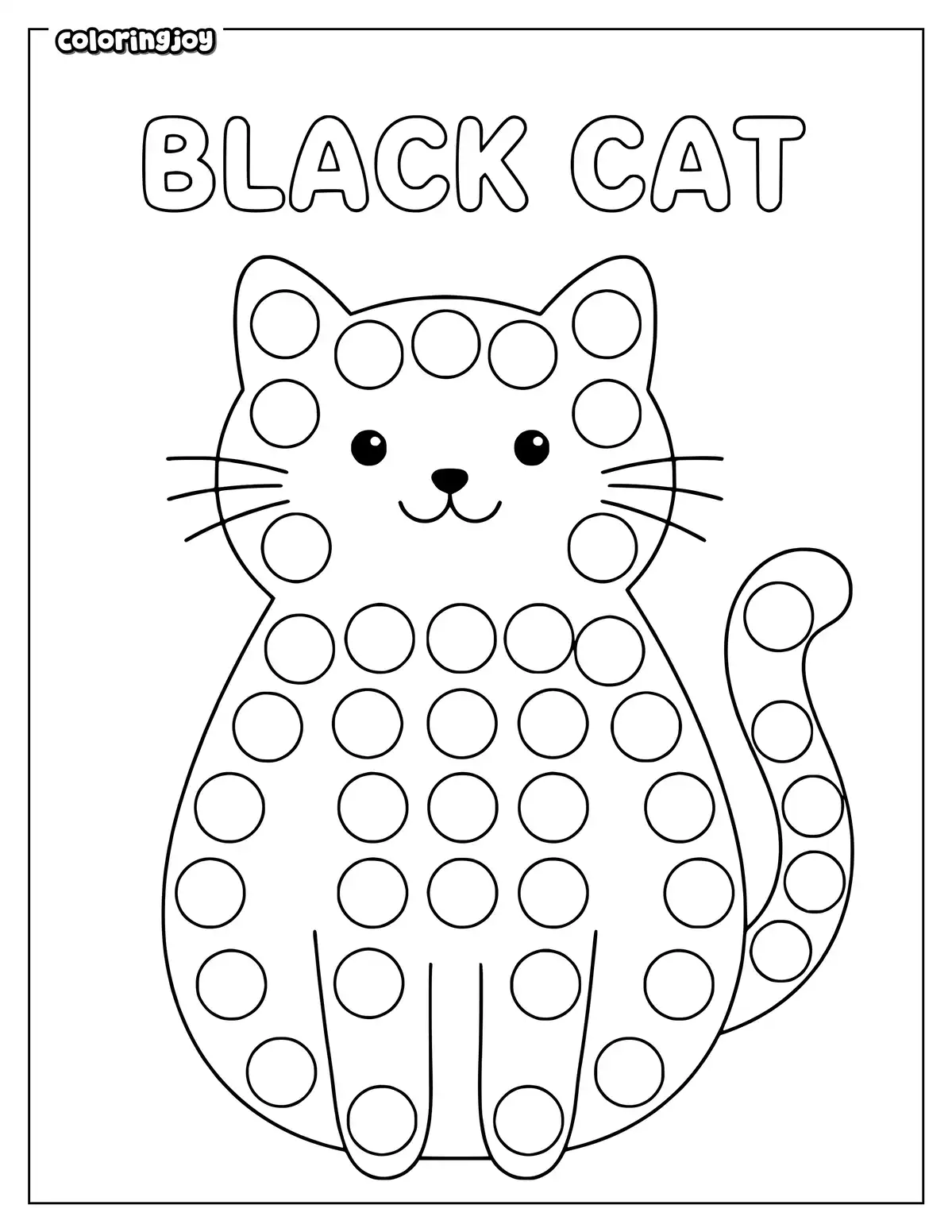 Black Cat Do A Dot Coloring Page