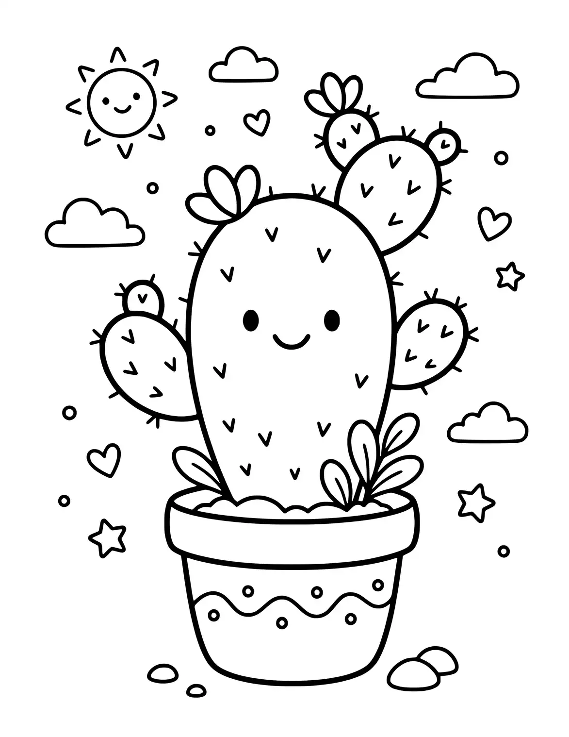 Cute cactus face with friendly eyes.