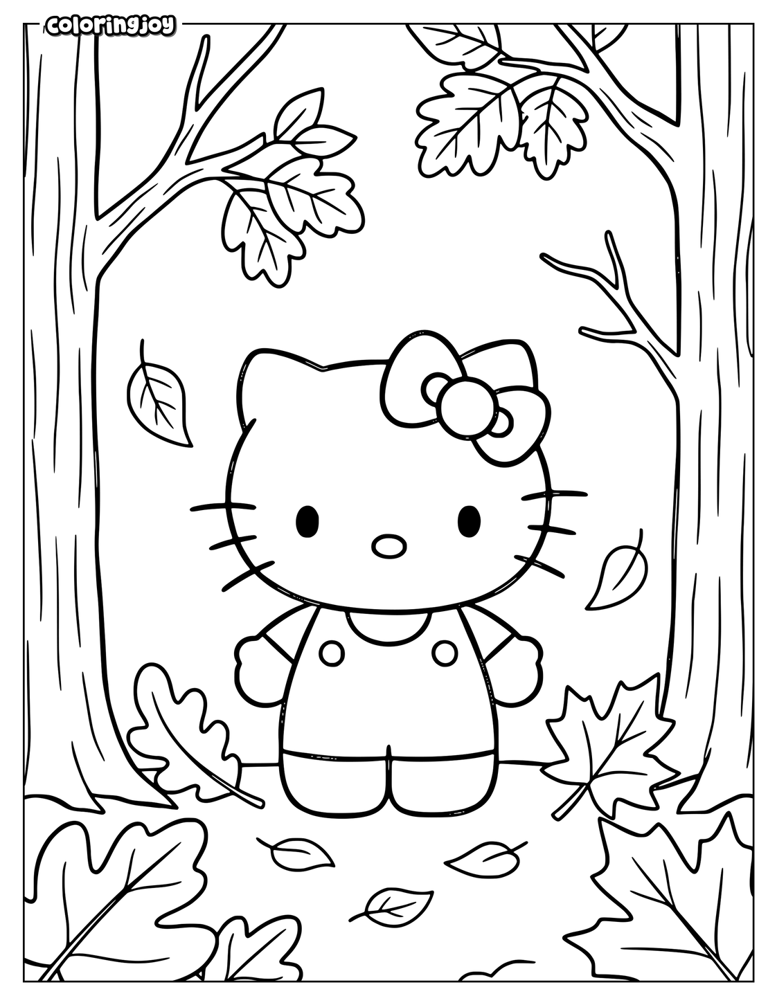 Large Autumn Leaves Around Hello Kitty.