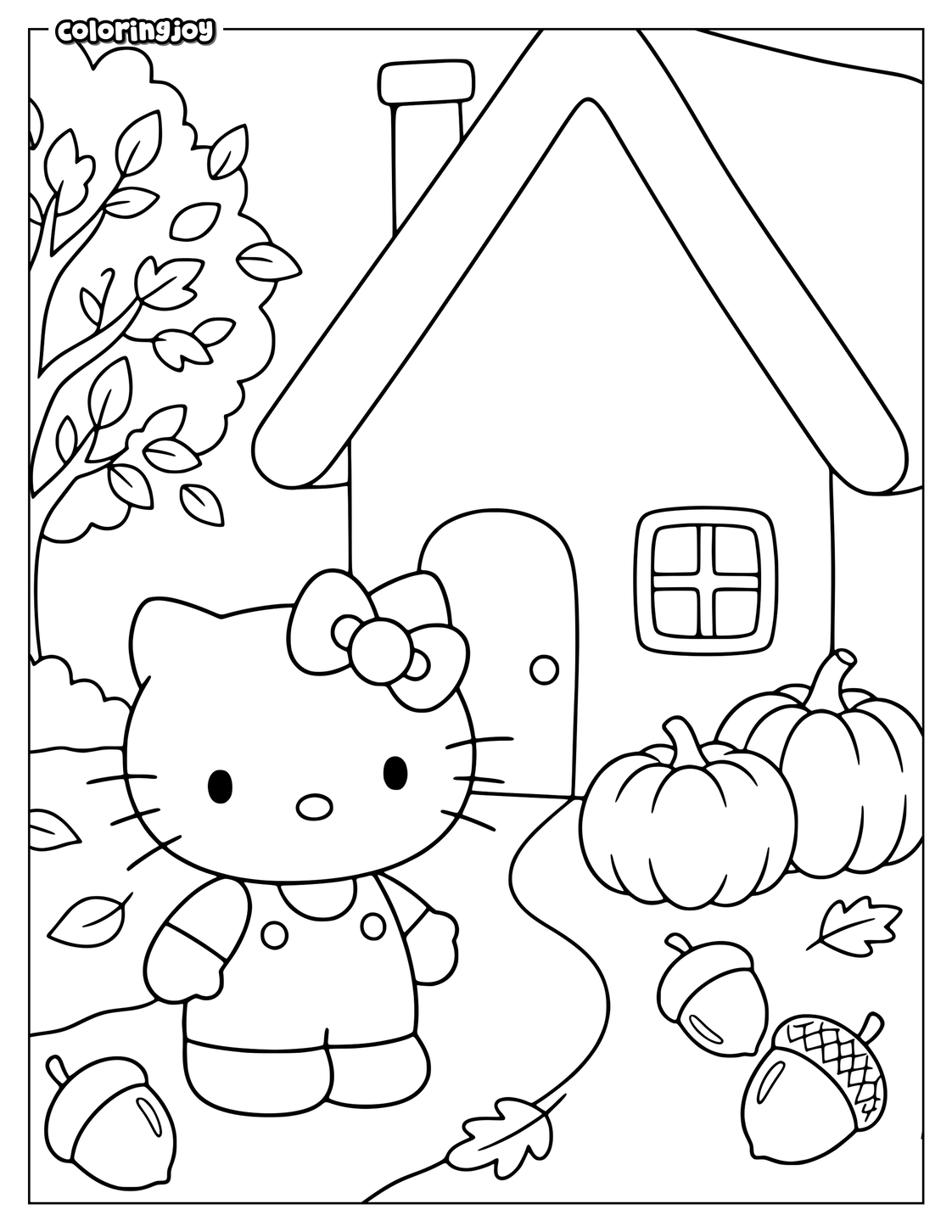 Cozy Cottage With Pumpkins and Hello Kitty.