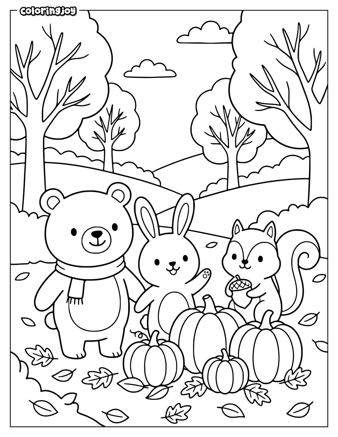 Squirrel Harvest Coloring Page