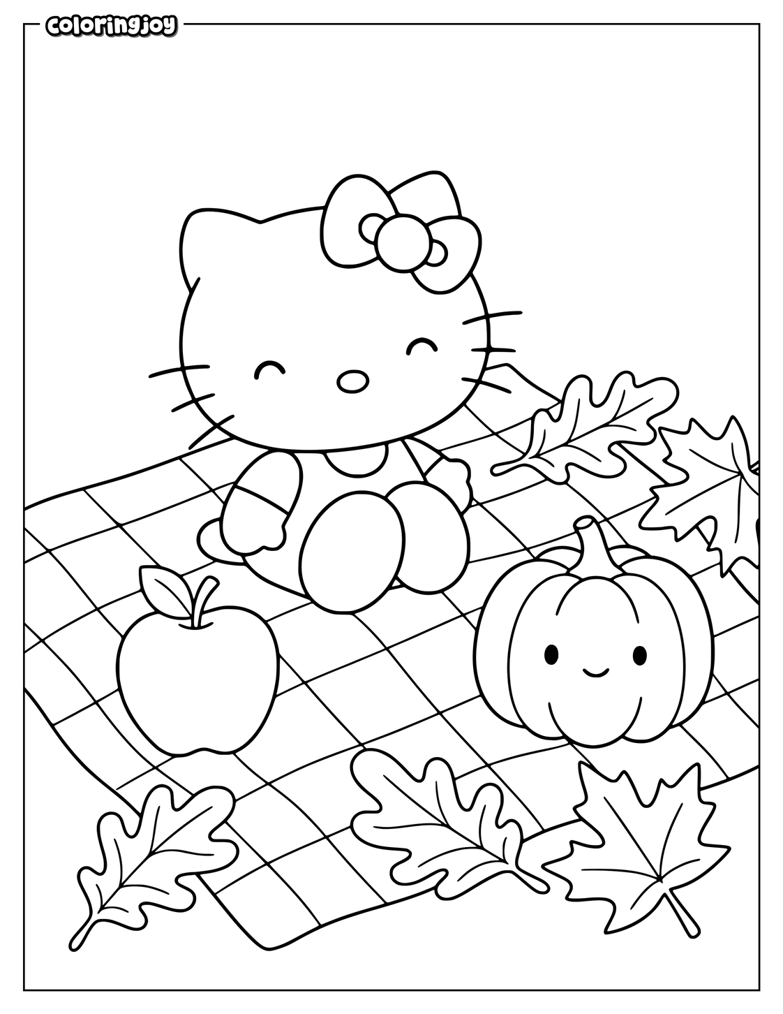 Simple Autumn Picnic With Hello Kitty and Apples.
