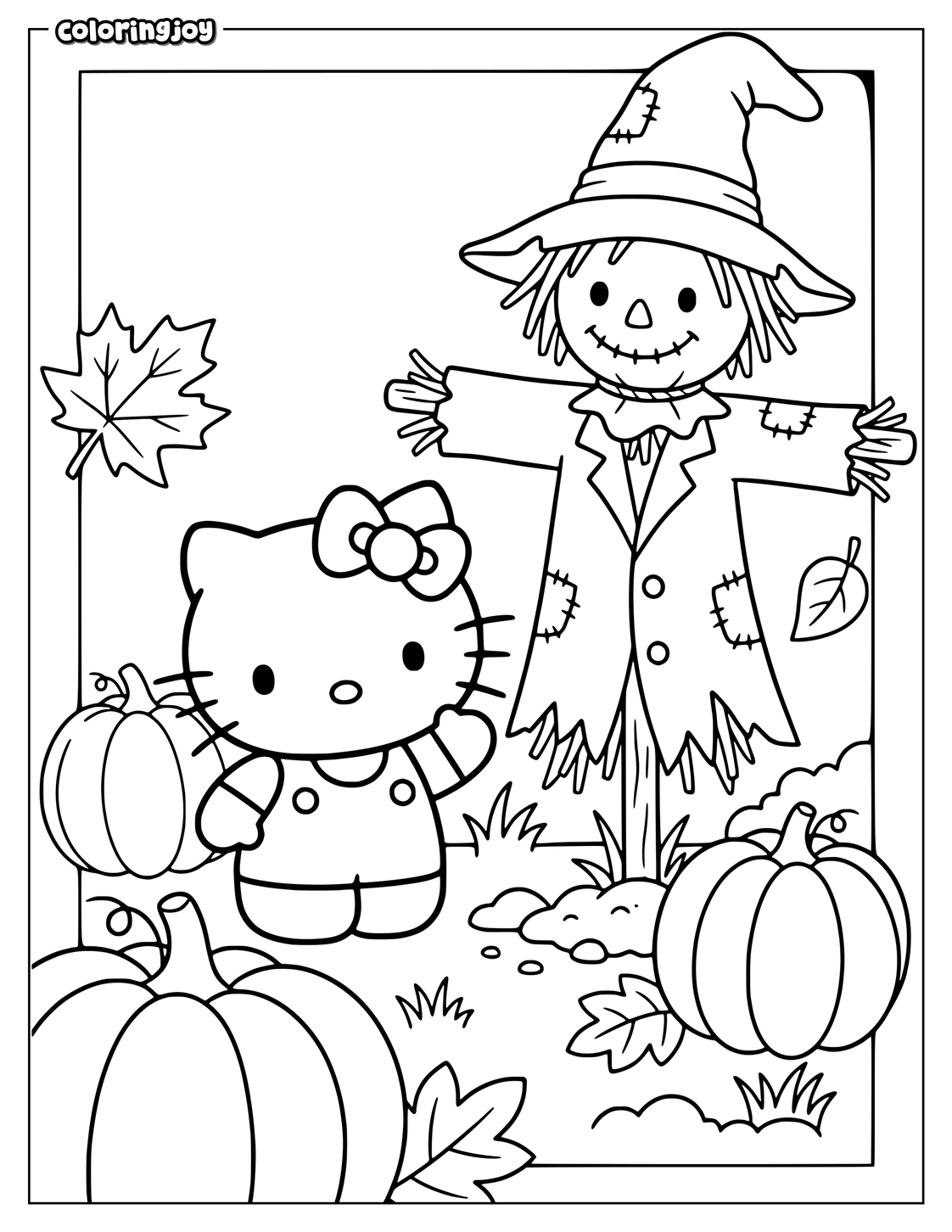 Scarecrow and Pumpkin Patch With Hello Kitty.