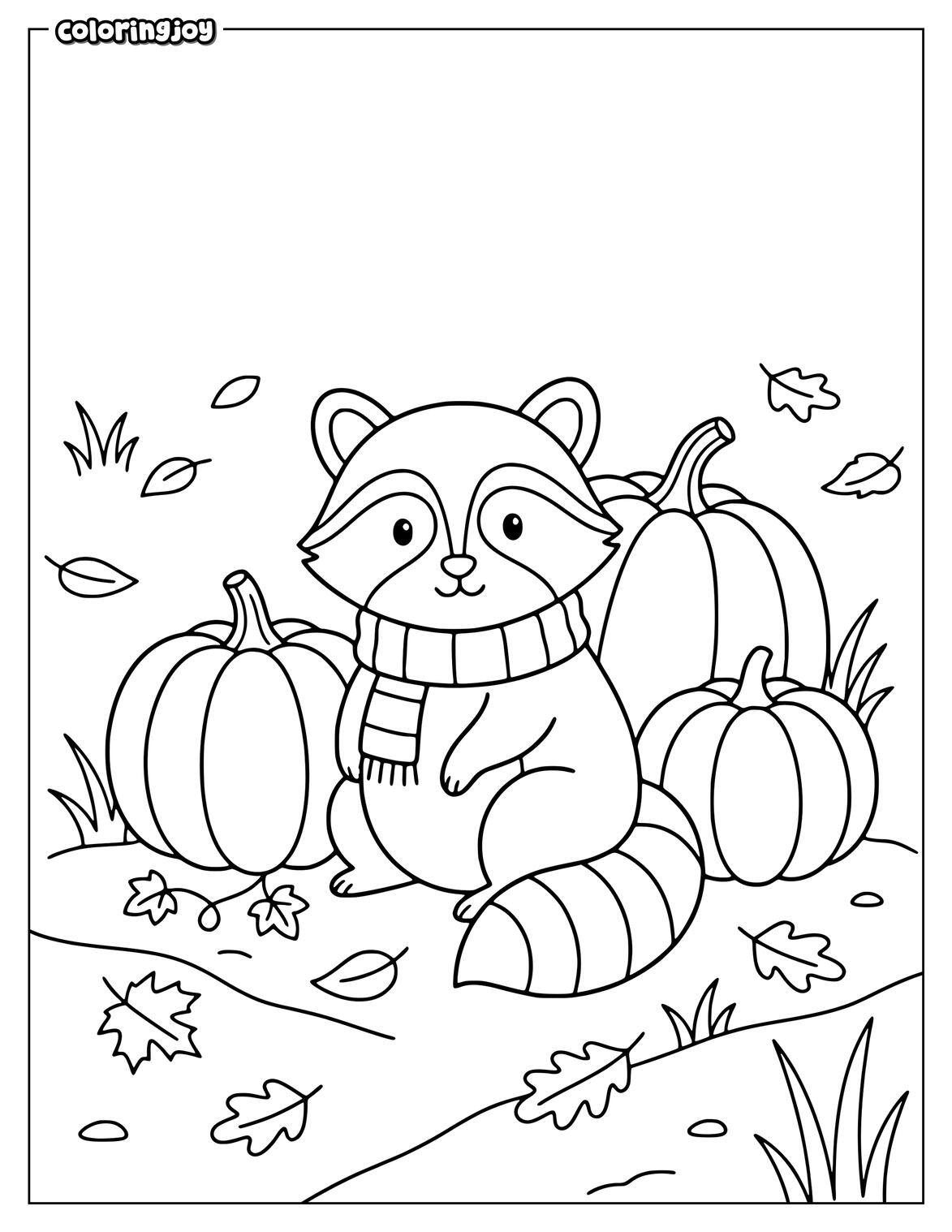 Cute Squirrel Fall Coloring Page