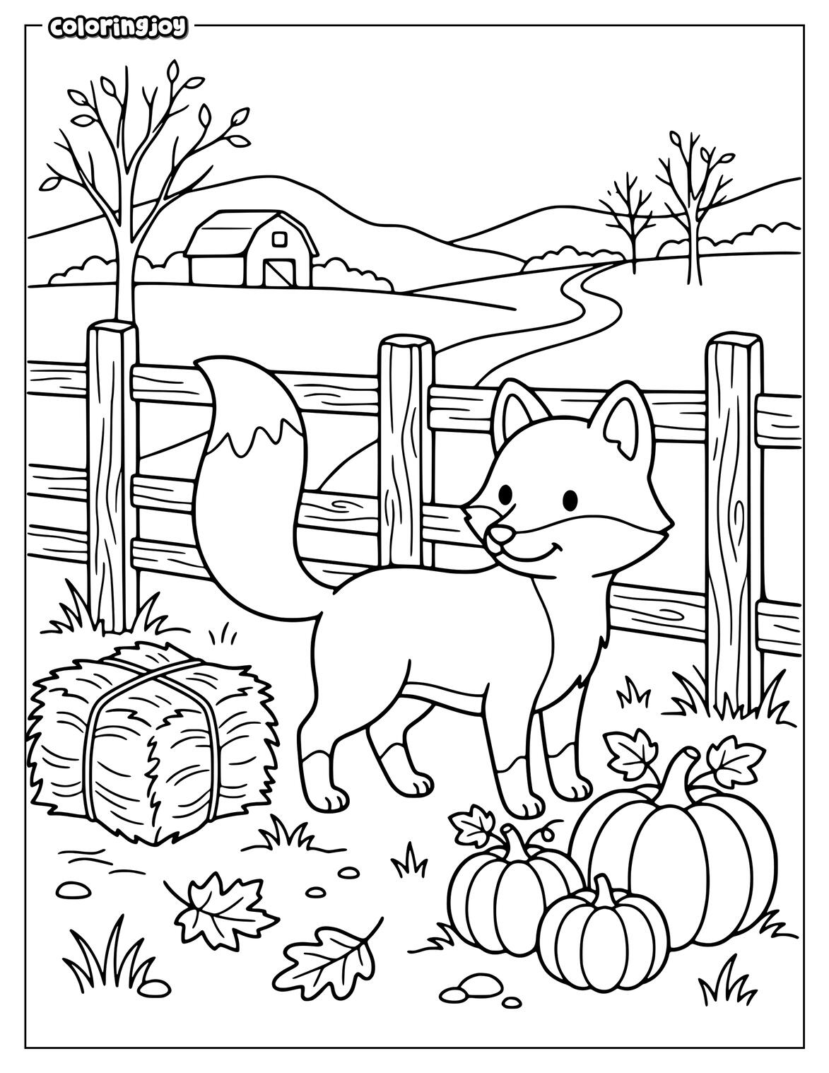 Horse Standing By Fence Coloring Page