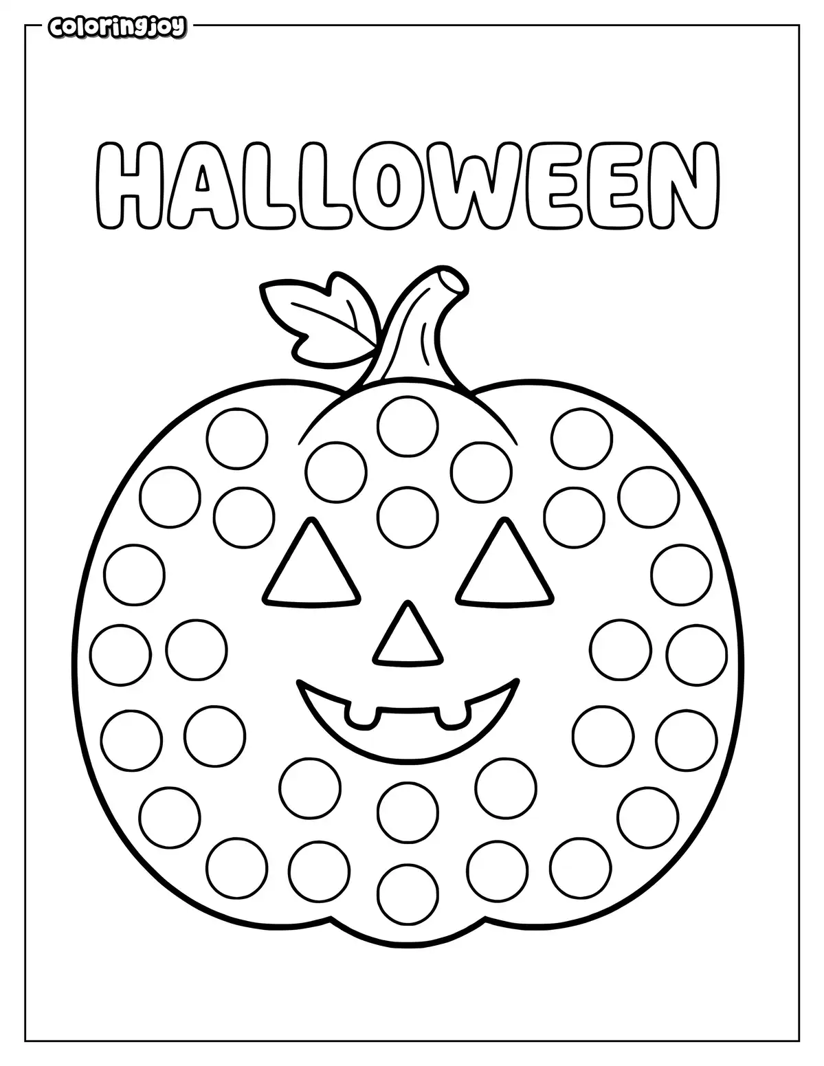 Halloween Pumpkin Do A Dot Coloring Page