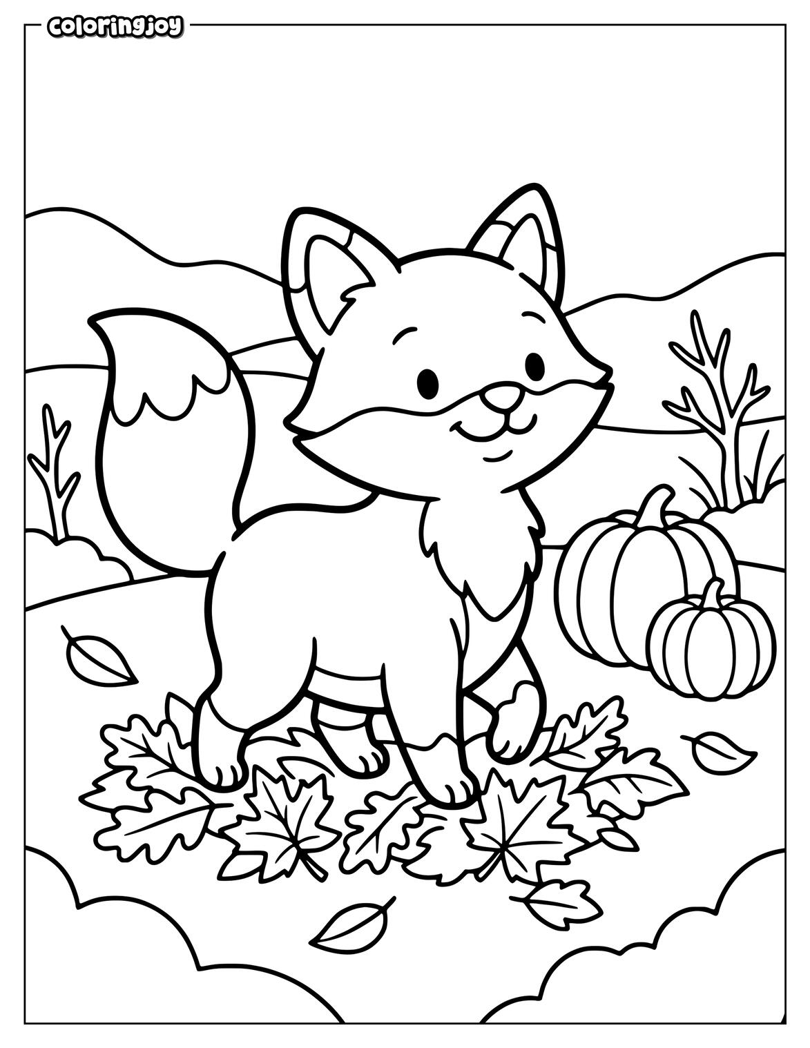 Cute Duck Fall Coloring Sheet